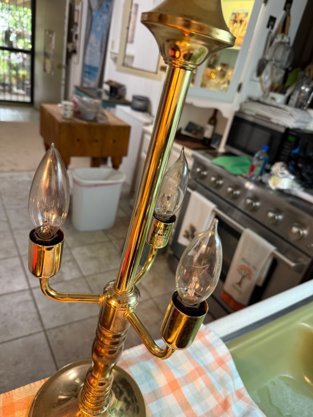 Brass Finish Candelabra Table Lamp - Gold
